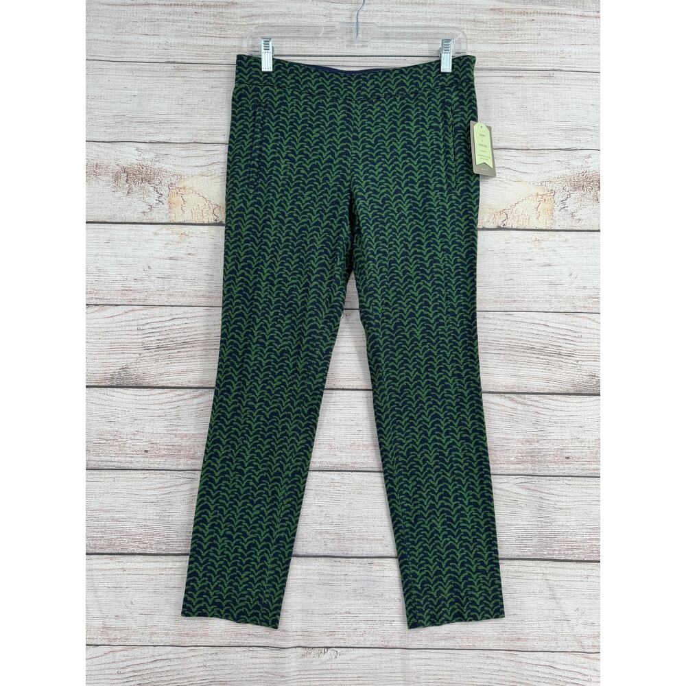Cartonnier Anthropologie Abstract Print Side Zip Pants Womens 4 Green Blue‎ NEW